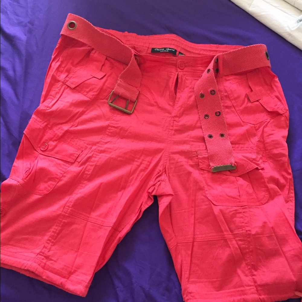 Reddish orange color short. Nice comfy & stretchy